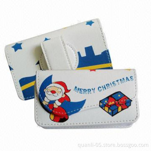 Mobile Phone Cases with Magnetic Button, Made of Leather/PU, Available in Printed Designs